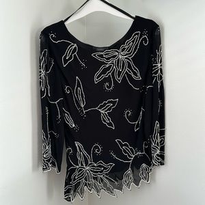 Dress Barn Lined Beaded Top Size Large